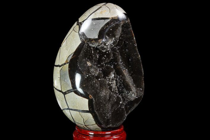 Septarian Dragon Egg Geode - Black Crystals #98862